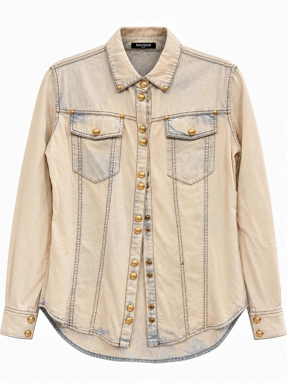 Balmain Light Denim Button-Down Shirt New With Tags